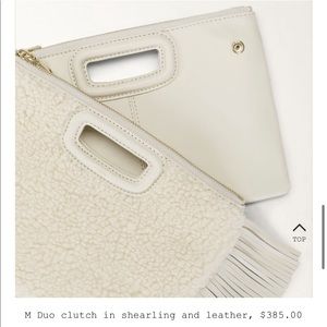 Maje Duo Clutch in shearling and leather